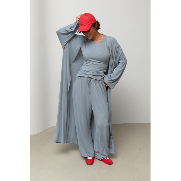Костюм жіночий трикотажний з кардиганом та аладинами джинс Lurex