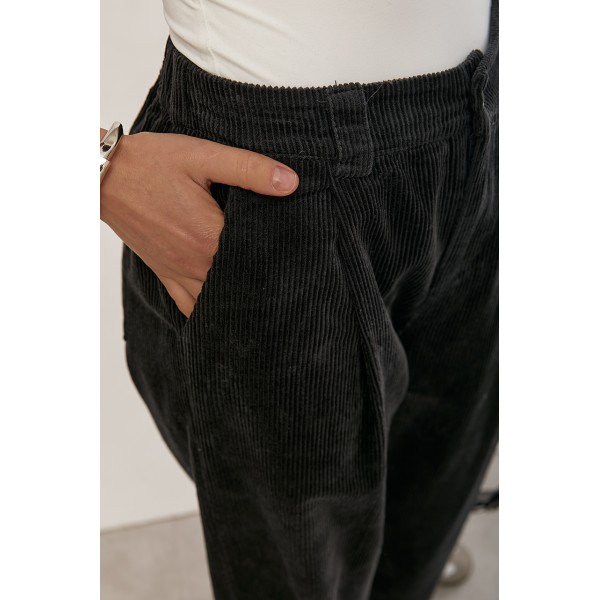 Брюки вельветовые женские хлопковые широкие черные Lurex