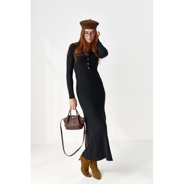 Плаття жіноче трикотажне поло чорне Lurex