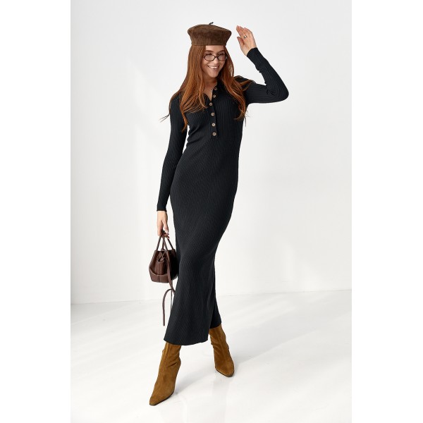 Плаття жіноче трикотажне поло чорне Lurex