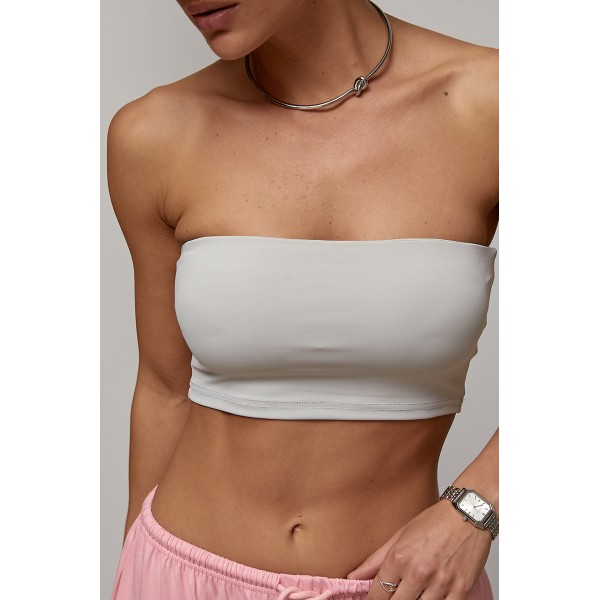 Топ спортивный с чашечками короткий серый Lurex