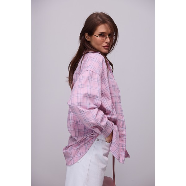 Сорочка жіноча картата рожева Lurex
