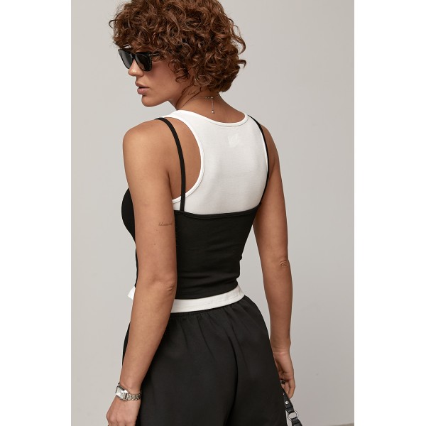 Топ женский двойной трикотажный черный Lurex