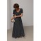 Платье женское длинное в горошек с фонариками черное Lurex