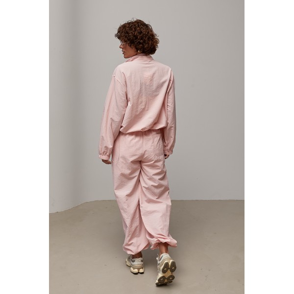 Костюм женский спортивный из плащевки свободный пудра Lurex