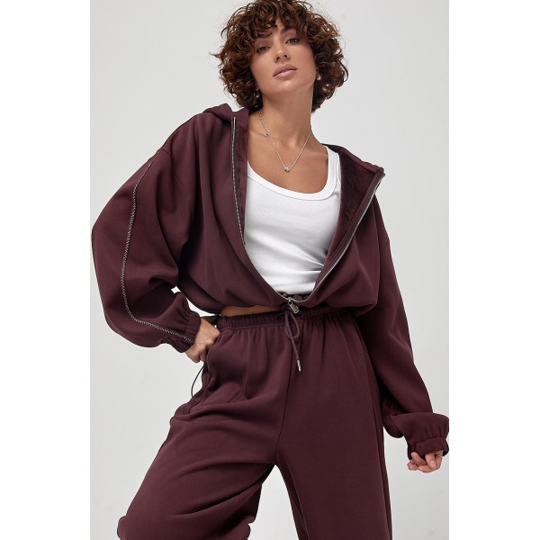 Спортивный костюм женский теплый с контрастными швами Lurex
