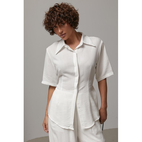 Костюм женский льняной с брюками белый Lurex
