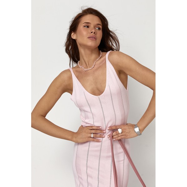 Плаття жіноче вязане ажурне рожеве Lurex