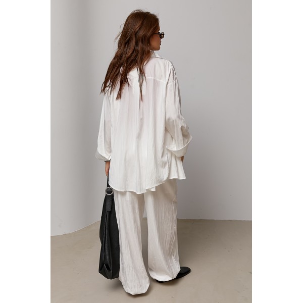 Костюм женский хлопковый свободный однотонный белый Lurex