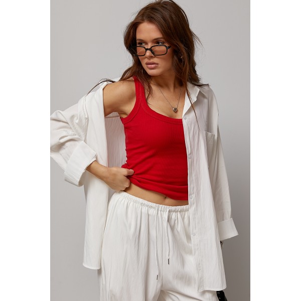 Костюм женский хлопковый свободный однотонный белый Lurex