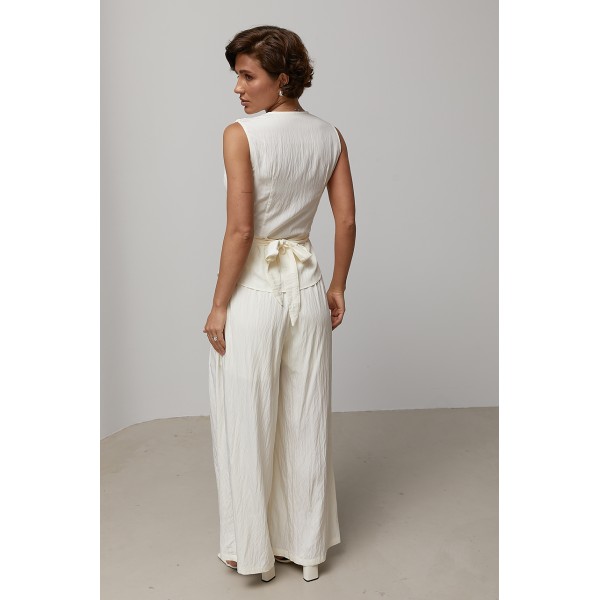 Костюм жіночий палаццо поліестер кремовий Lurex