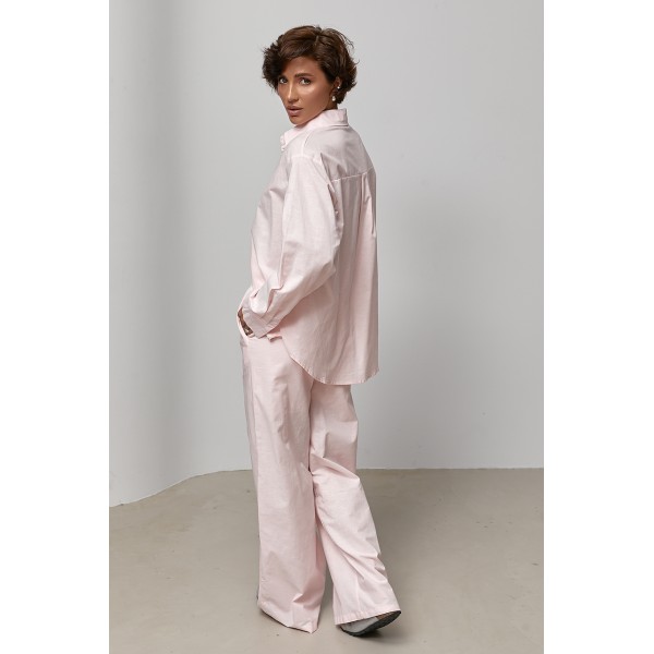Костюм женский льняной лен пудровый Lurex