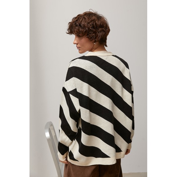 Кофта женская акриловая в полоску бежевая Lurex