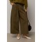 Брюки женские широкие котон высокая посадка хаки Lurex