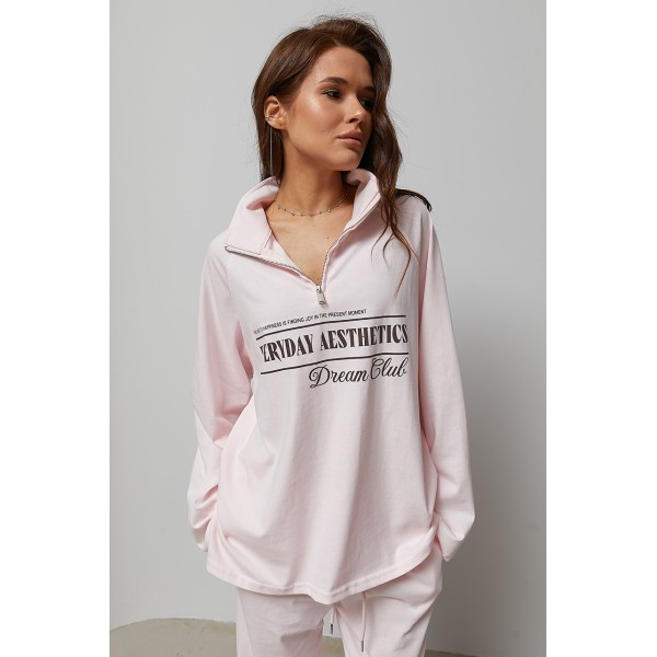Спортивный костюм женский хлопковый с надписью розовый Lurex