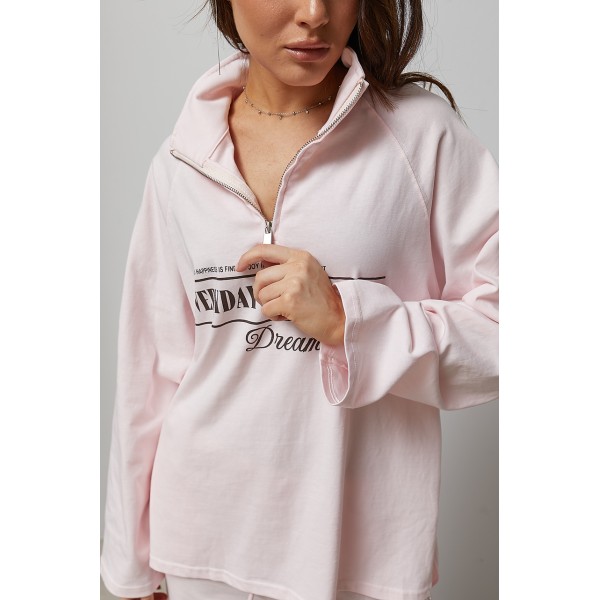 Спортивный костюм женский хлопковый с надписью розовый Lurex