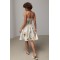 Сукня жіноча лляна коротка квіткова молочна Lurex