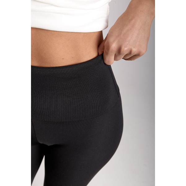 Лосины женские утепленные с утягивающим поясом черные Lurex