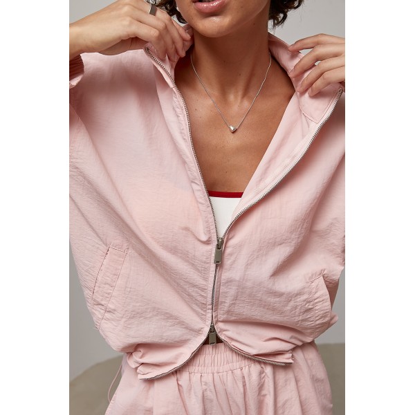 Костюм женский спортивный из плащевки свободный пудра Lurex