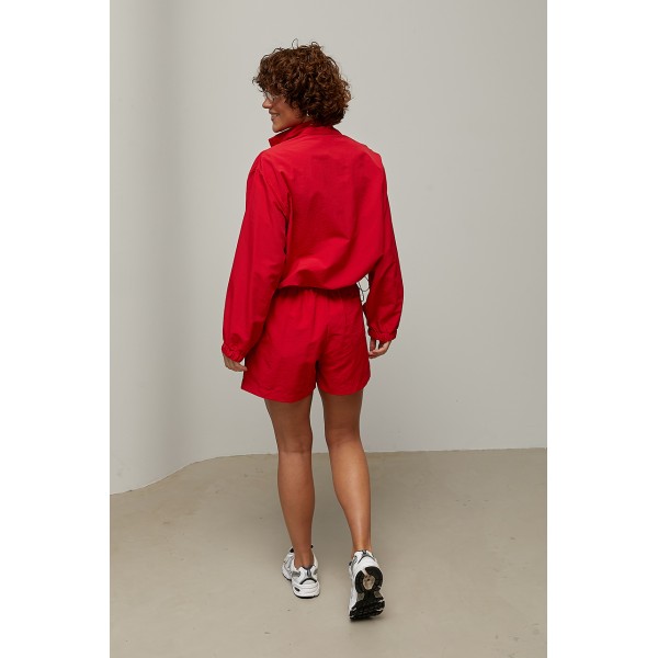 Костюм спортивный ветровка шорты плащевка красный Lurex