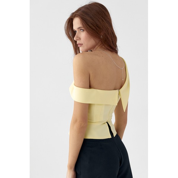 Блузка жіноча асиметрична з відкритим плечем Lurex
