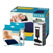 Матрас надувной Intex 137х191х25 см с насосом и 2 подушками