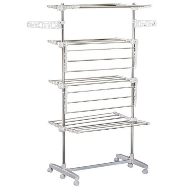 Сушарка для білизни Garment Rack складана на колесах срібляста generic