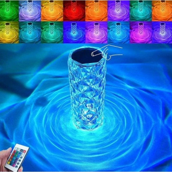 Лампа нічник кришталева Троянда RGB 16 кольорів з пультом прозора generic