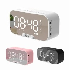 Портативная bluetooth колонка 5 Вт с часами и будильником белая