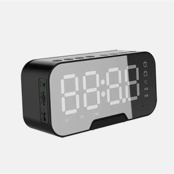 Портативная bluetooth колонка 5 Вт с часами и будильником белая generic