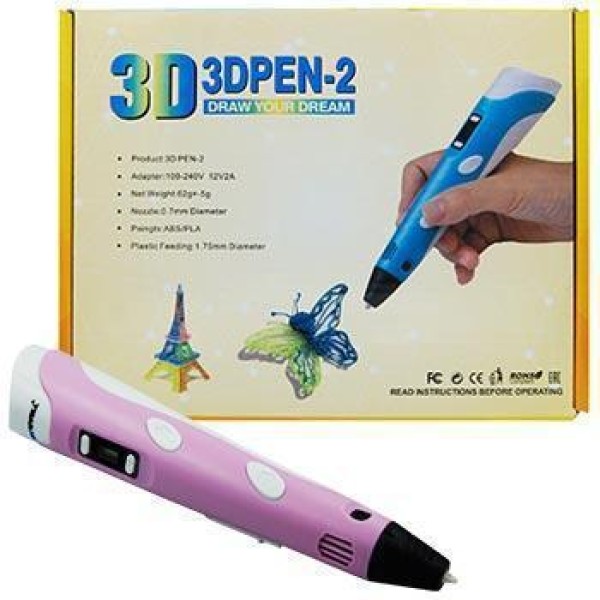 3D ручка  3D pen-2 з LCD дисплеєм рожева generic