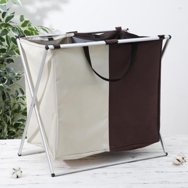 Кошик для білизни Light&Dark складаний 2 секції 61х35х57 см generic