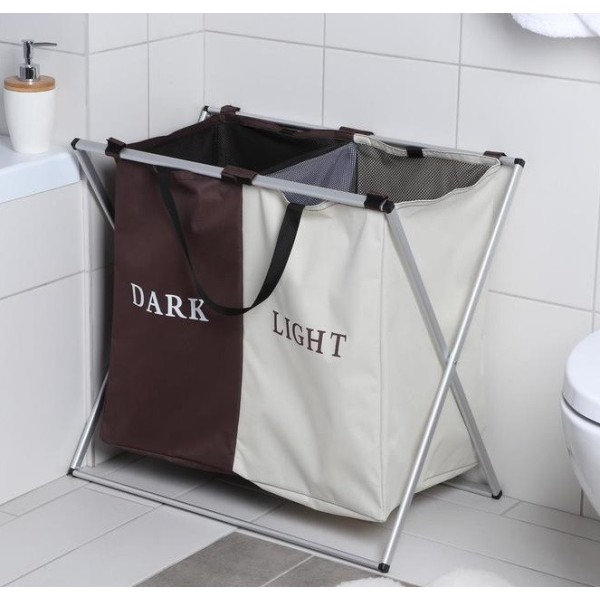 Кошик для білизни Light&Dark складаний 2 секції 61х35х57 см generic