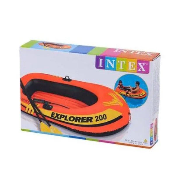 Човен Intex Explorer 185х94х41 см з веслами та насосом помаранчевий Intex
