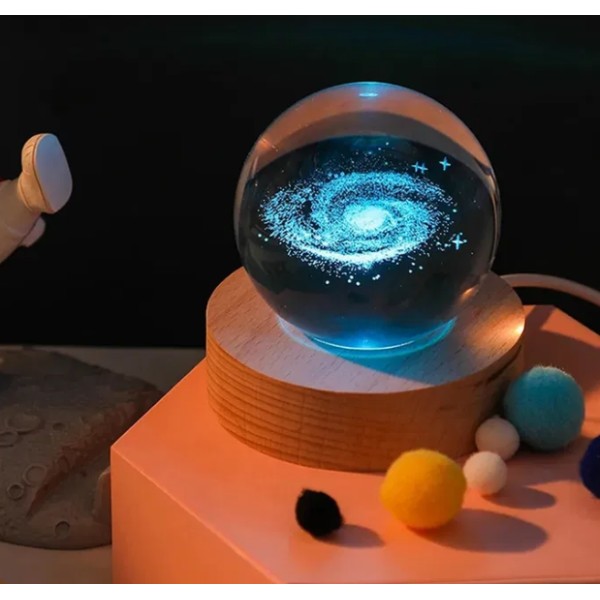 Ночник 3D хрустальный шар светодиодный прозрачный generic