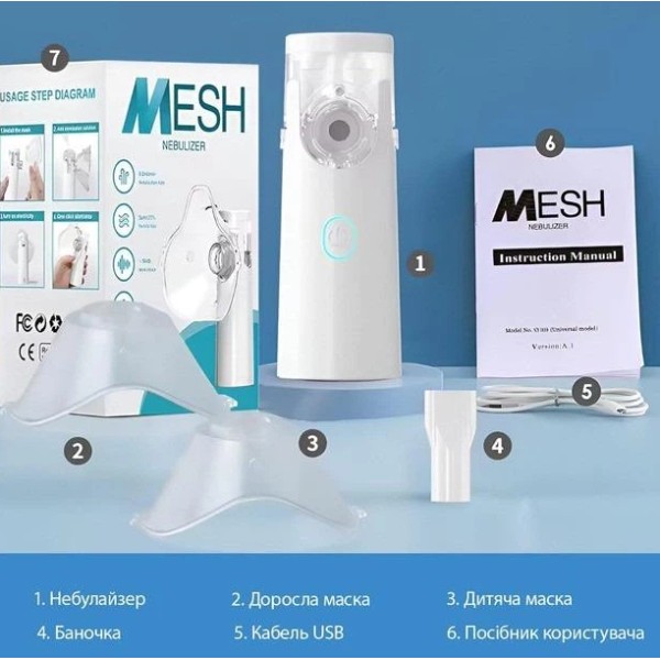 Небулайзер портативний ультразвуковий MESH SY308 білий generic