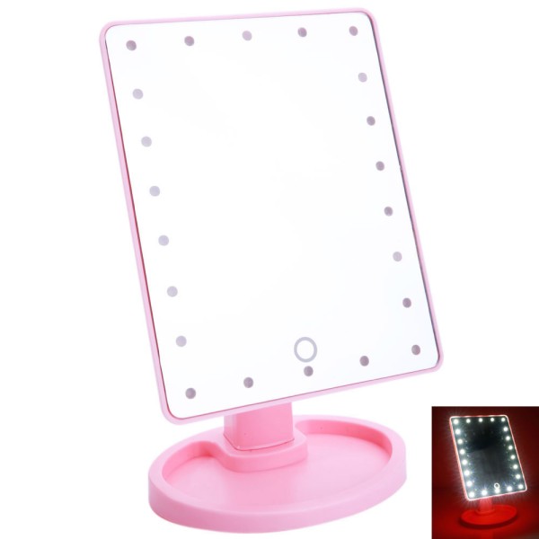 Дзеркало для макіяжу Large LED Mirror 20 світлодіодів рожеве generic