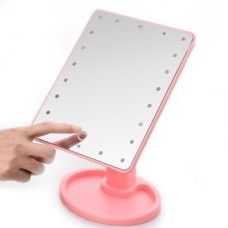 Дзеркало для макіяжу Large LED Mirror 20 світлодіодів рожеве