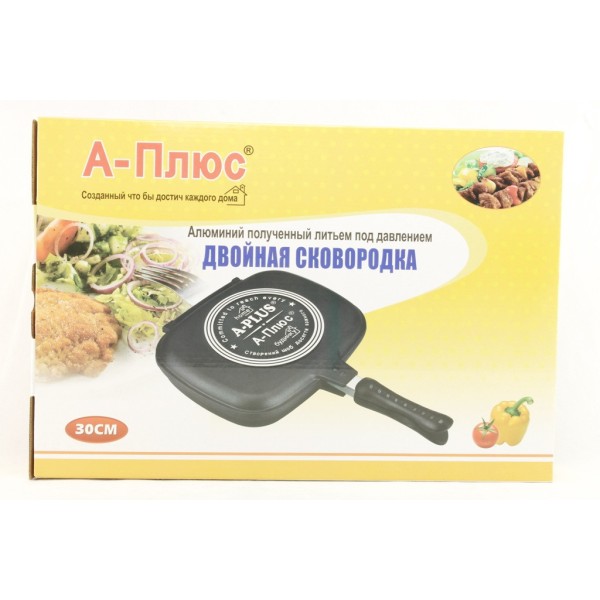 Сковорода гриль A-Plus 32 см антипригарная серая A-Plus