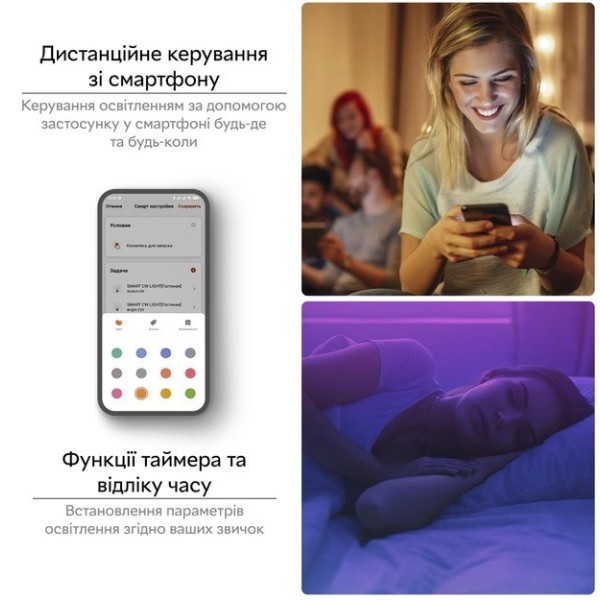 Лампочка світлодіодна E27 RGB  WI-FI TUYA 9 Вт біла generic