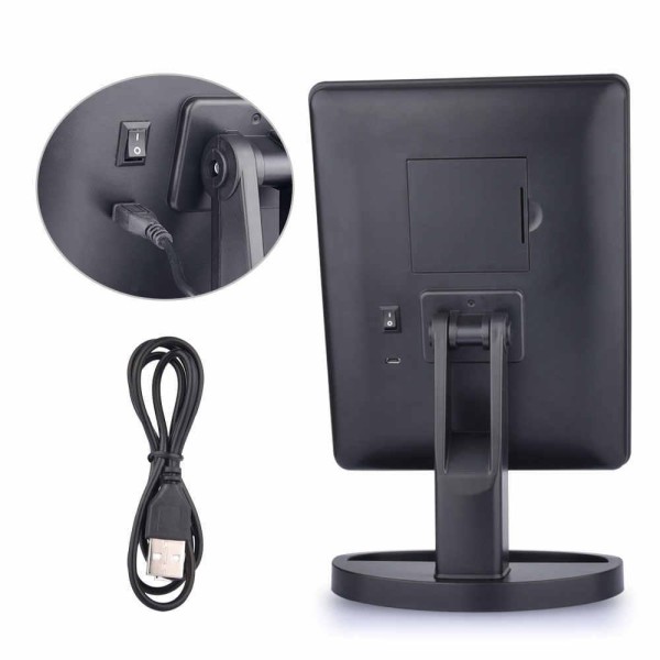 Дзеркало для макіяжу Large LED Mirror 20 світлодіодів чорне generic