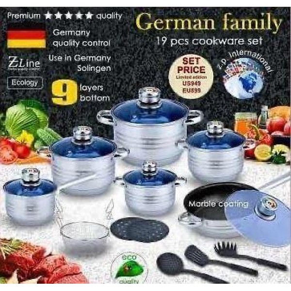 Набор посуды German Family стальной 18 предметов серебристый German Family