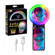 Кольцо селфи RGB A4S с прищепкой и зеркалом белое