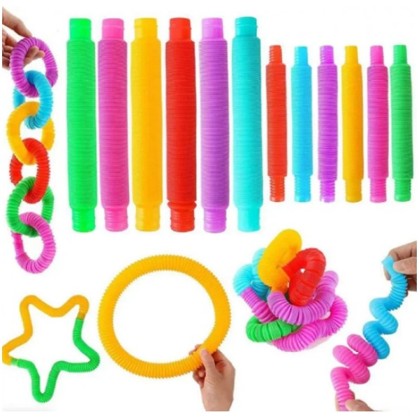 Набор сенсорных трубок Pop Tubes 12 штук разноцветные generic