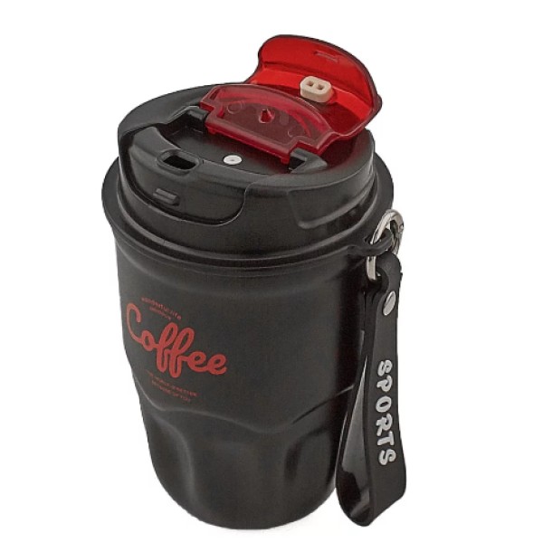 Термокружка Coffee Cup 360 мл сталь і пластик чорна generic