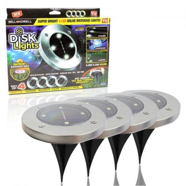 Садові ліхтарі Bell Howell Disk Lights 4 шт сонячна батарея Bell Howell