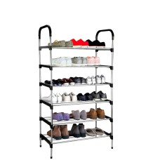 Полка для обуви Shoe Rack 6 ярусов металлическая черная