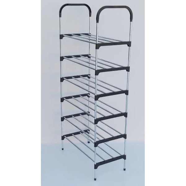 Полиця для взуття Shoe Rack 6 ярусів металева чорна generic