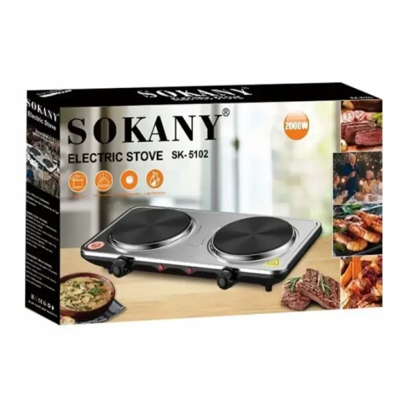 Плита електрична SK-5102 2000 Вт 2 конфорки сіра generic