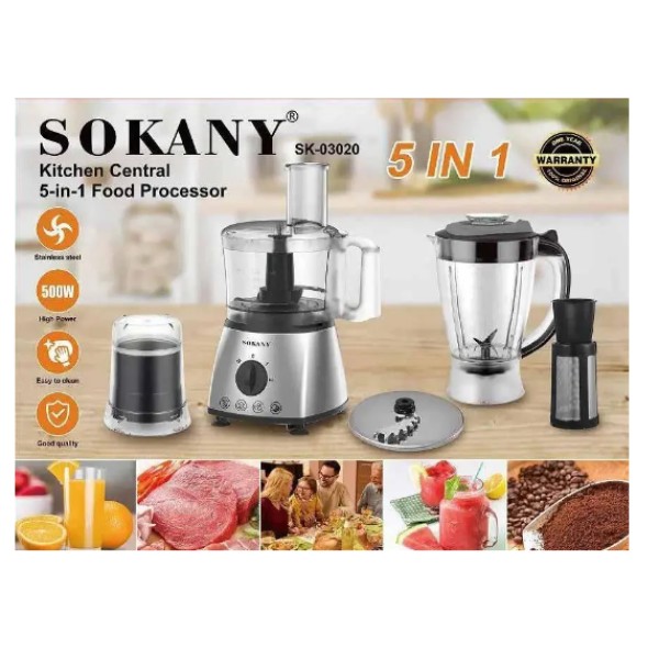 Кухонний комбайн Sokany SK-03020 5в1 500 Вт 2 л сталь Sokany